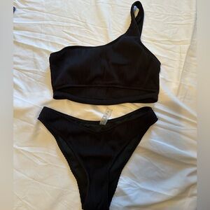 Black Ribbed Bikini Set